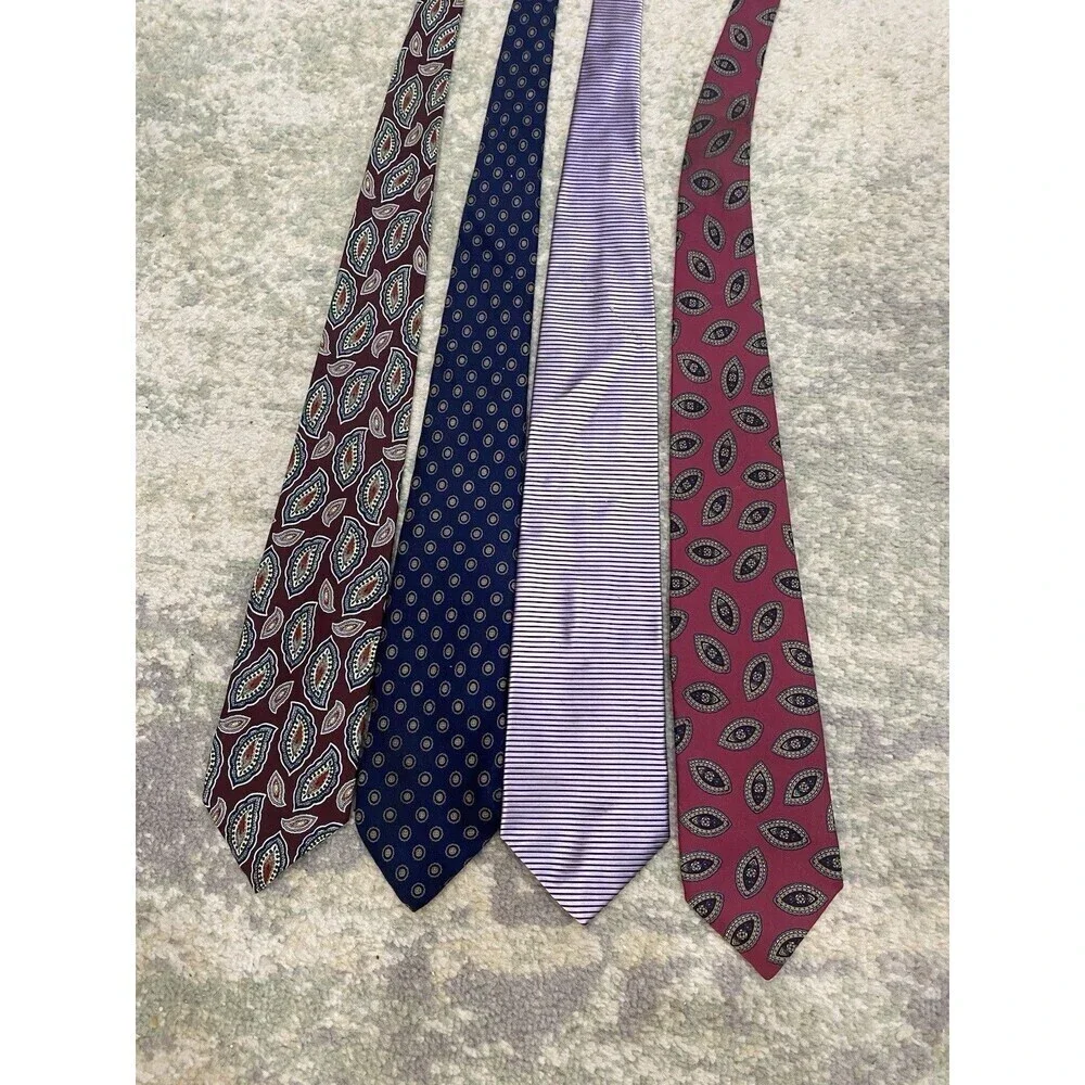 LOT (4) ROBERT TALBOTT  MEN'S TIES - RT For Nordstrom Hubert White Redwood Ross